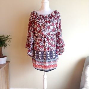 Floral Off the shoulder Boho Chic Chiffon Dress